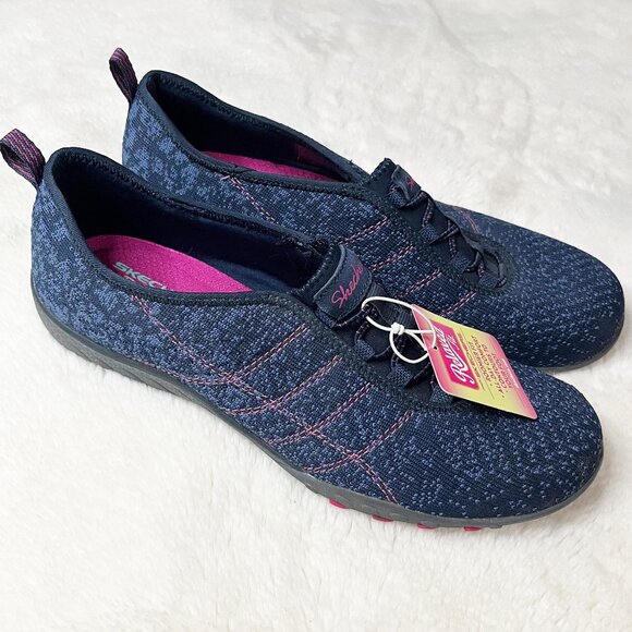 Skechers Relaxed Fit Memory Foam Blue And Pink Comfort Sneakers Size 9 NWT - Picture 1 of 8